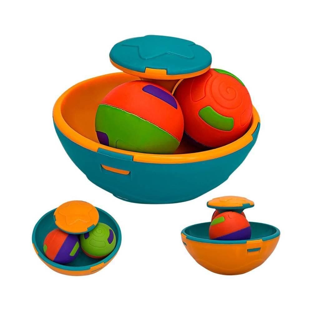 Pião Gira Ball Com 2 Bolinhas Chocalho Estimulo Para Bebês