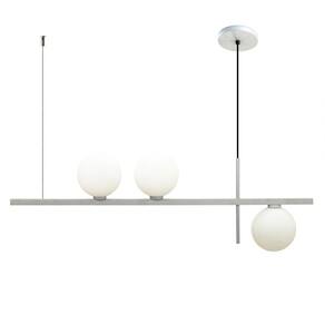 Pendente Lustre Jabuticaba Sala Jantar 3 Globos 12Cm Prata