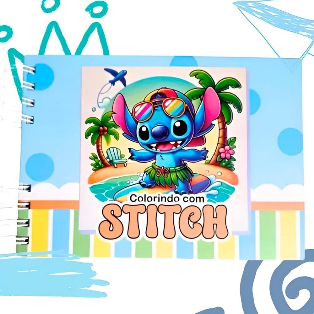 Livrinho Colorir Colorindo Com Stitch Capa Dura Cor:Azul