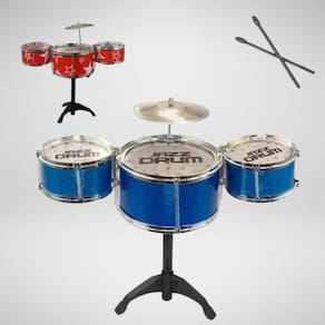 Incrível Kit Bateria Infantil Completo Baquetas E Banquinho
