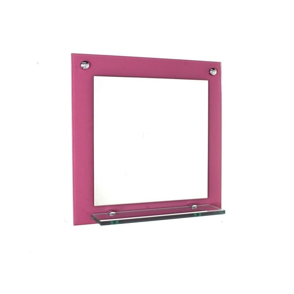 Espelho Para Banheiro Com Prateleira 40Cm Rosa