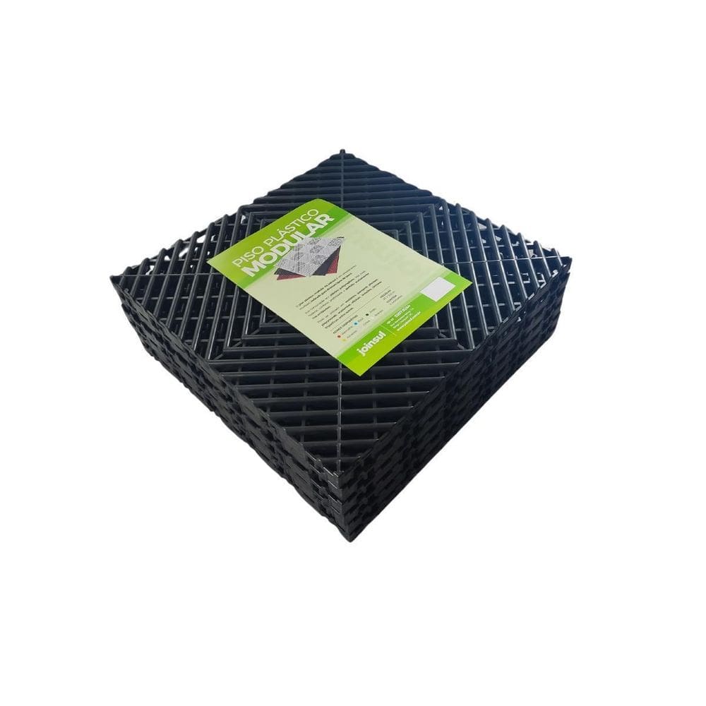 Piso Tapete Modular Preto Áreas Úmidas - Kit Com 06 Pç 30X30