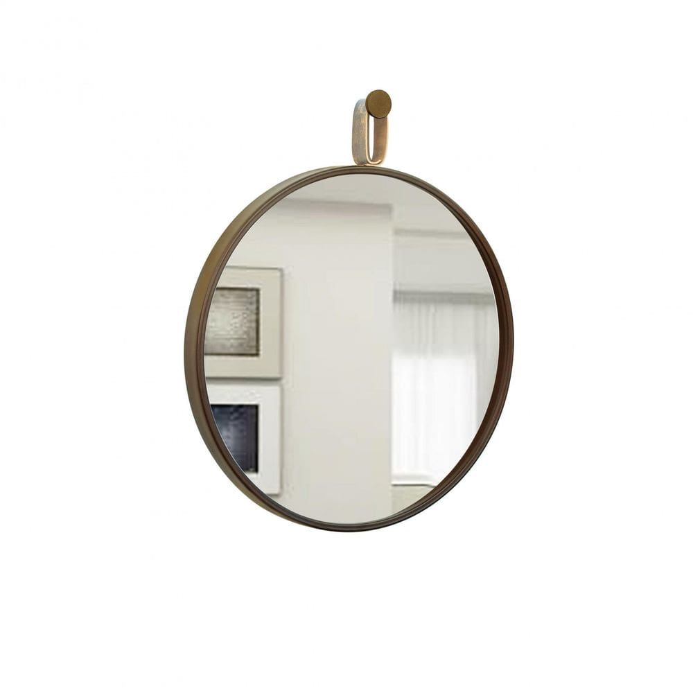 Espelho Decorativo Short Strip Marrom Alça Corino Rajado 60