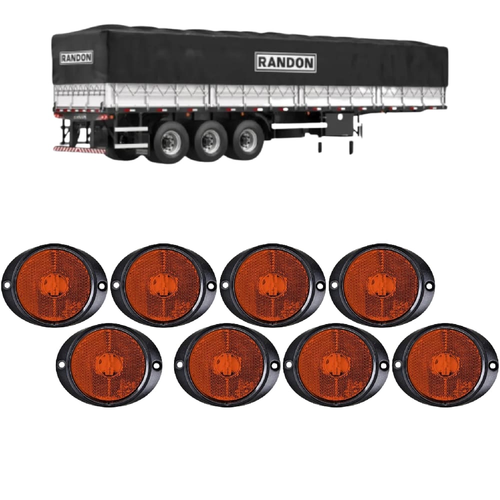 8 Lanterna Frontal Lateral Led Carreta Randon Bivolt Amarelo