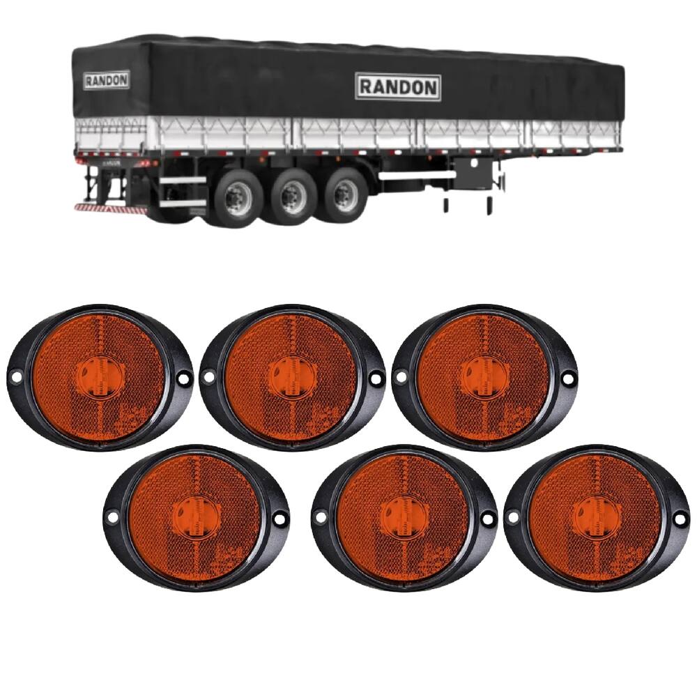 6 Lanterna Frontal Lateral Led Carreta Randon Bivolt Amarelo
