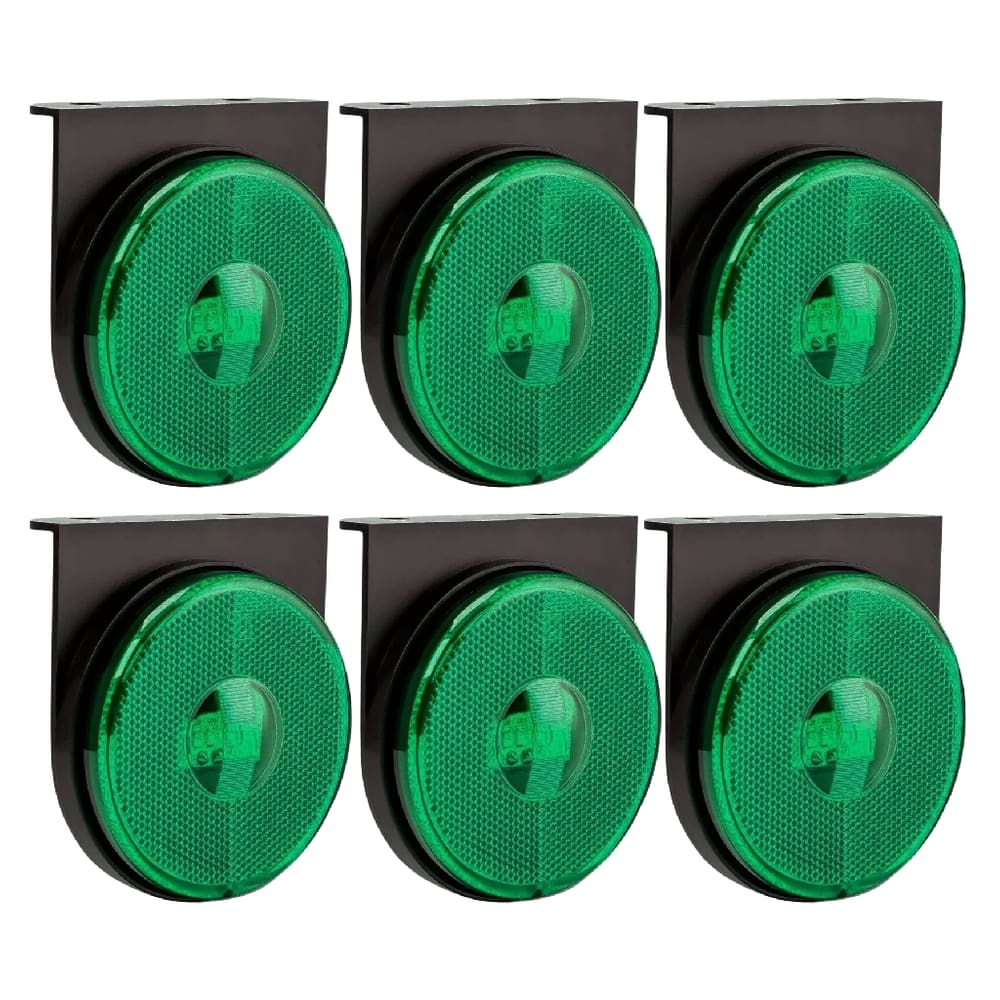 Kit 6 Lanterna Lateral Caminhão 3 Led 85mm Carreta Verde