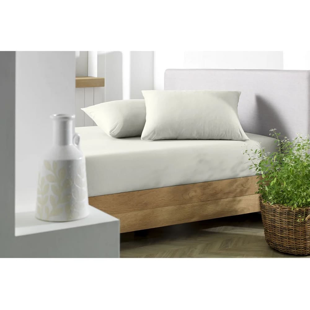 Lençol De Malha 100% Algodão Com Elástico King Extra Soft - Marfim