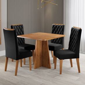Mesa de Jantar 4 Lugares Vang - Viero Móveis Marrom/Preto - Viero Móveis