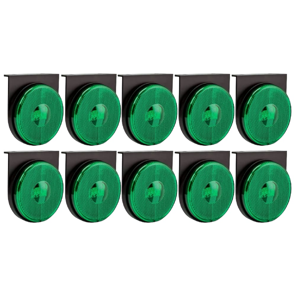 Kit 10 Lanterna Lateral Caminhão 3 Led 85mm Carreta Verde