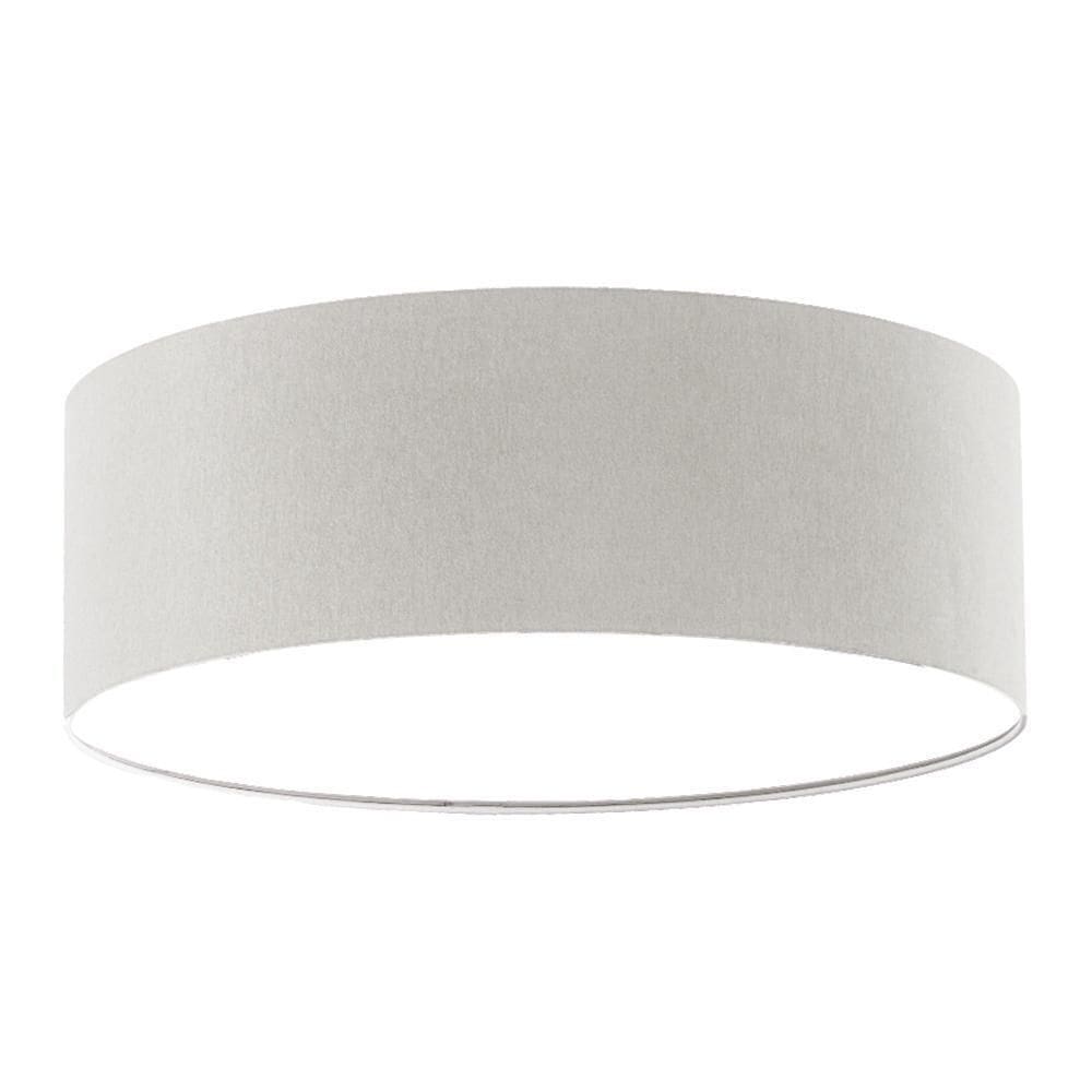 Luminária Plafon Redondo Cúpula Em Tecido Cinza 50X15