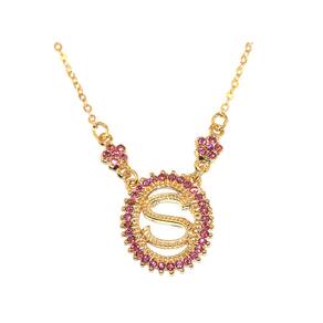 Colar Cordão Inicial S Sua Inicial Cor Folheado 18k