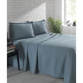Kit Colcha Piquet Favo Dohler Solteiro Azul 100% Algodão