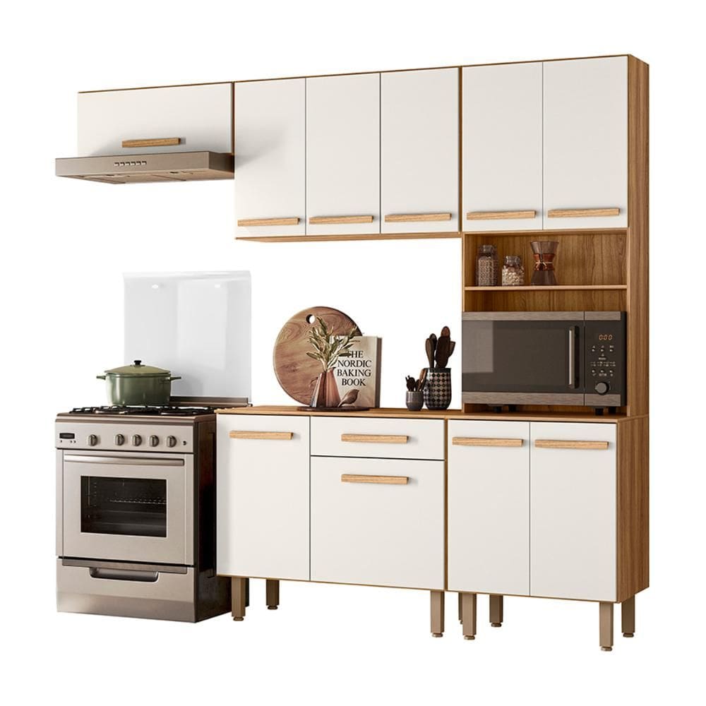 Cozinha com Balcão Lemon com 10 Portas e 1 Gaveta 222 cm