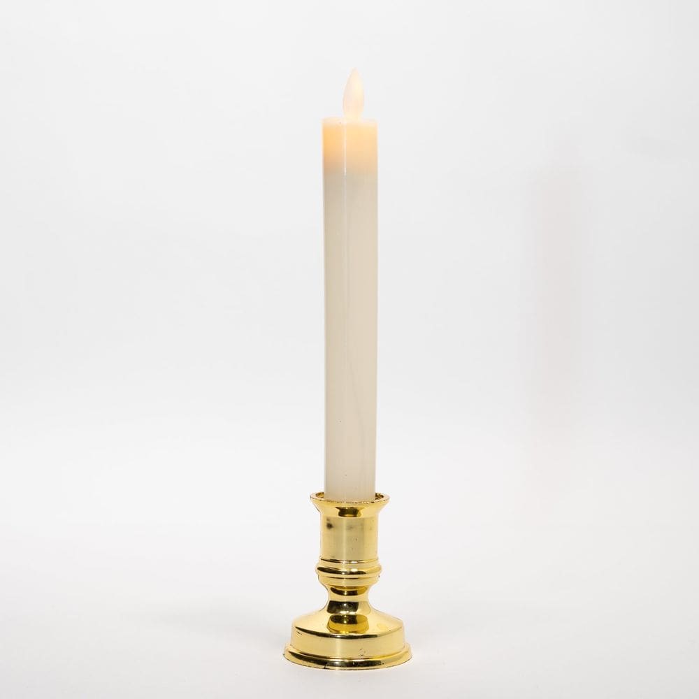 Castiçal Com Vela Elétrica 2 Peças Decoração Natalina 25cm