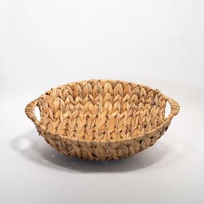 Cesto Redondo Fruteira Enfeite Palha Seagrass Natural 33cm
