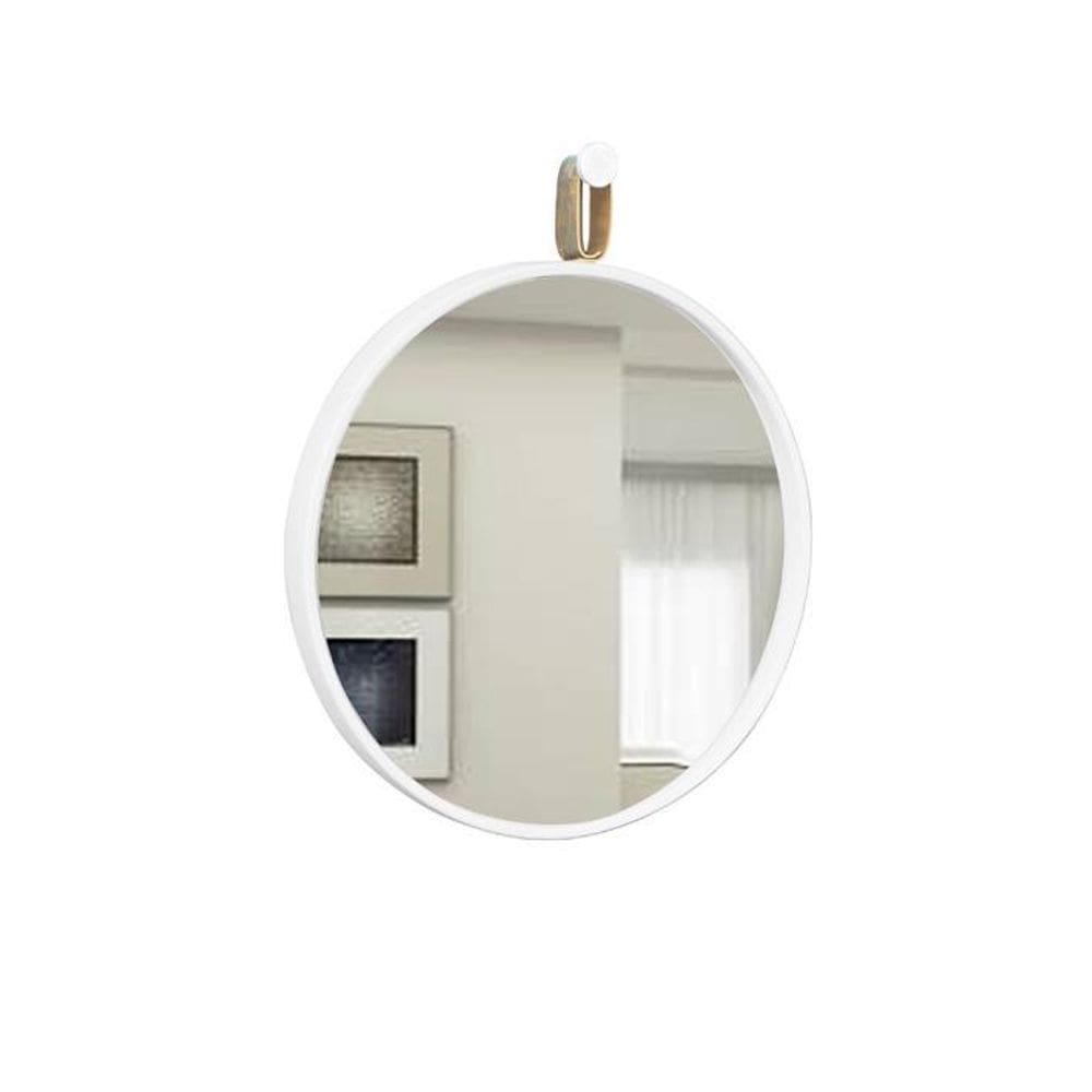 Espelho Decorativo Short Strip Branco Alça Corino Rajado 40