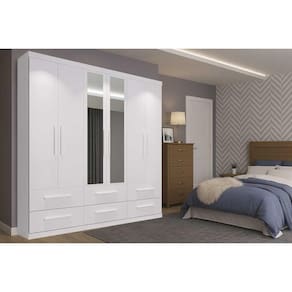 Guarda Roupa Casal 6 Portas (2 c/ Espelho) e 6 Gavetas PH 1691 Branco - Herval