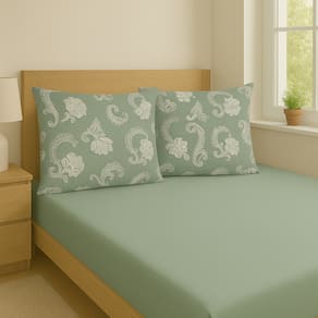 Jogo de Cama Malha 100% Algodão Lençol Fronhas Queen Soft - Renda Francesa