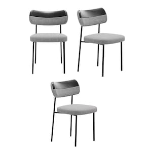 Kit 3 Cadeiras Mona Para Sala Jantar Gourmet em Aço-Couríssimo-Preto-Linho-Cinza-EdeCasaMoveis