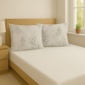 Jogo de Cama Malha 100% Algodão Lençol Fronhas Queen Soft - Florata