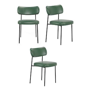 Kit 3 Cadeiras Mona Para Sala Jantar Gourmet em Aço-Couríssimo-Verde-EdeCasaMoveis