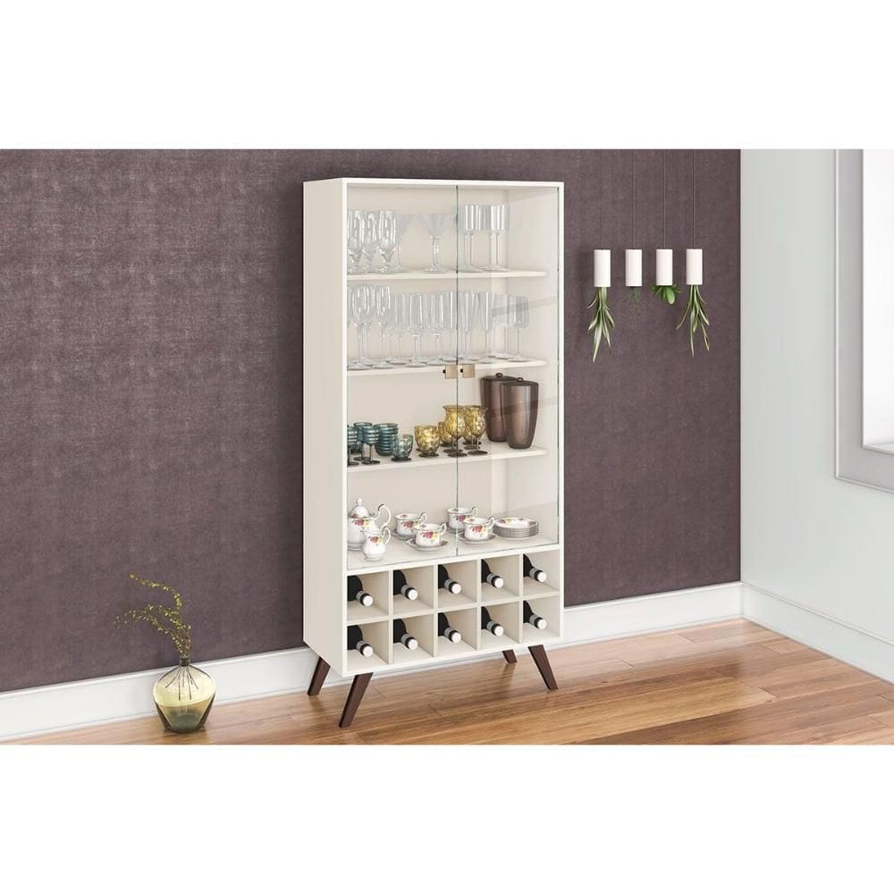 Cristaleira Sala Jantar RT 3150 c/ 2 Portas de Vidro 80cm Off White - Movelbento