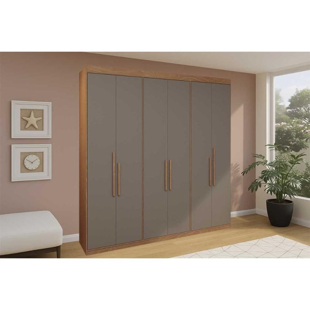 Guarda Roupa Casal 6 Portas e 2 Gavetas PH 1804 Carvalho/Fendi - Herval