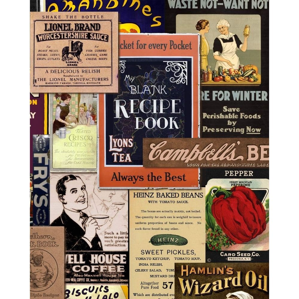 Livro de receitas em branco Diário de receitas vintage de 100 páginas