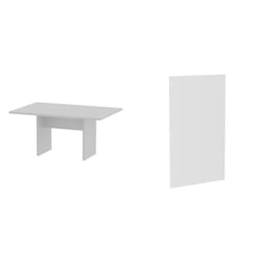 Kit com Mesa para Reunião 4 Lugares e Painel para Tv até 32 Polegadas Branco