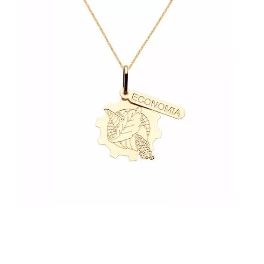 Colar Cordão Economia Chapa e Placa Folheado Ouro 18k