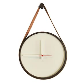 Relogio Adnet Marrom Alça Caramelo Mostrador Branco 40 Cm