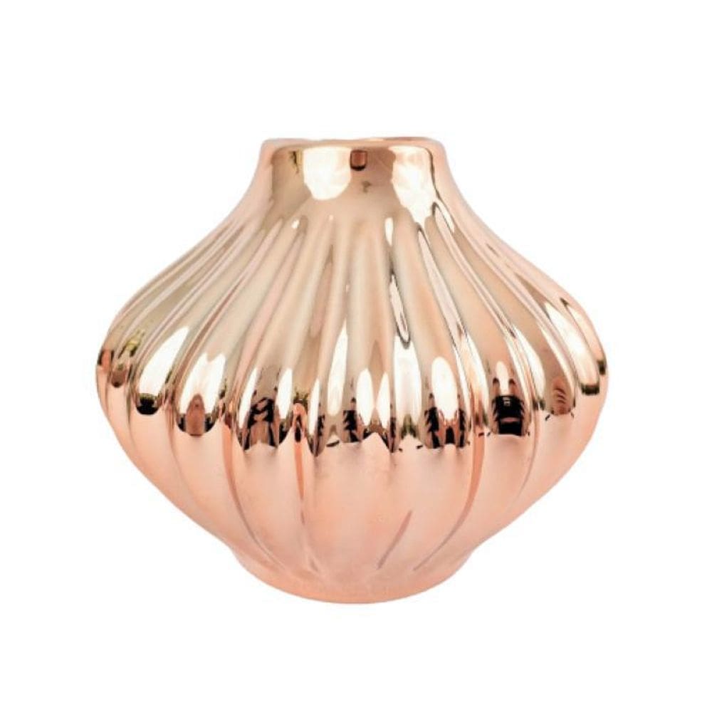 Vaso Rose Gold Decorativo 12X14Cm Cachepot Risque