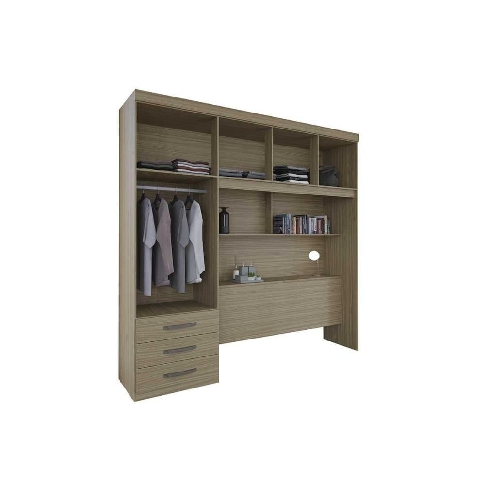 Guarda Roupa Casal 5 Portas e 3 Gavetas c/ Cama PH 1801 Cedro - Herval