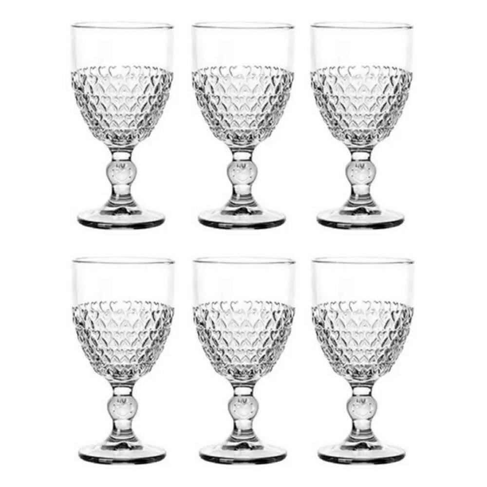 Jogo De Taças Coração 6 Pçs Vinho 330Ml Lyor Transparente
