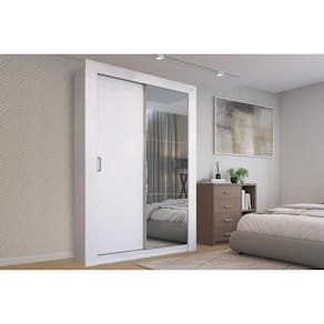 Guarda Roupa Solteiro 2 Portas de Correr (1 c/ Espelho) PH 1728 Branco - Herval