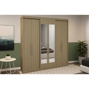 Guarda Roupa Casal 6 Portas (2 c/ Espelho) e 2 Gavetas PH 1804 Cedro - Herval