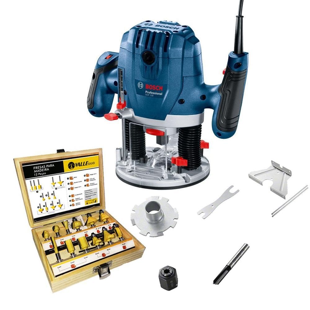 Tupia Coluna Gof 130 Bosch 1300W Profiss + Jogo 12 Fresas