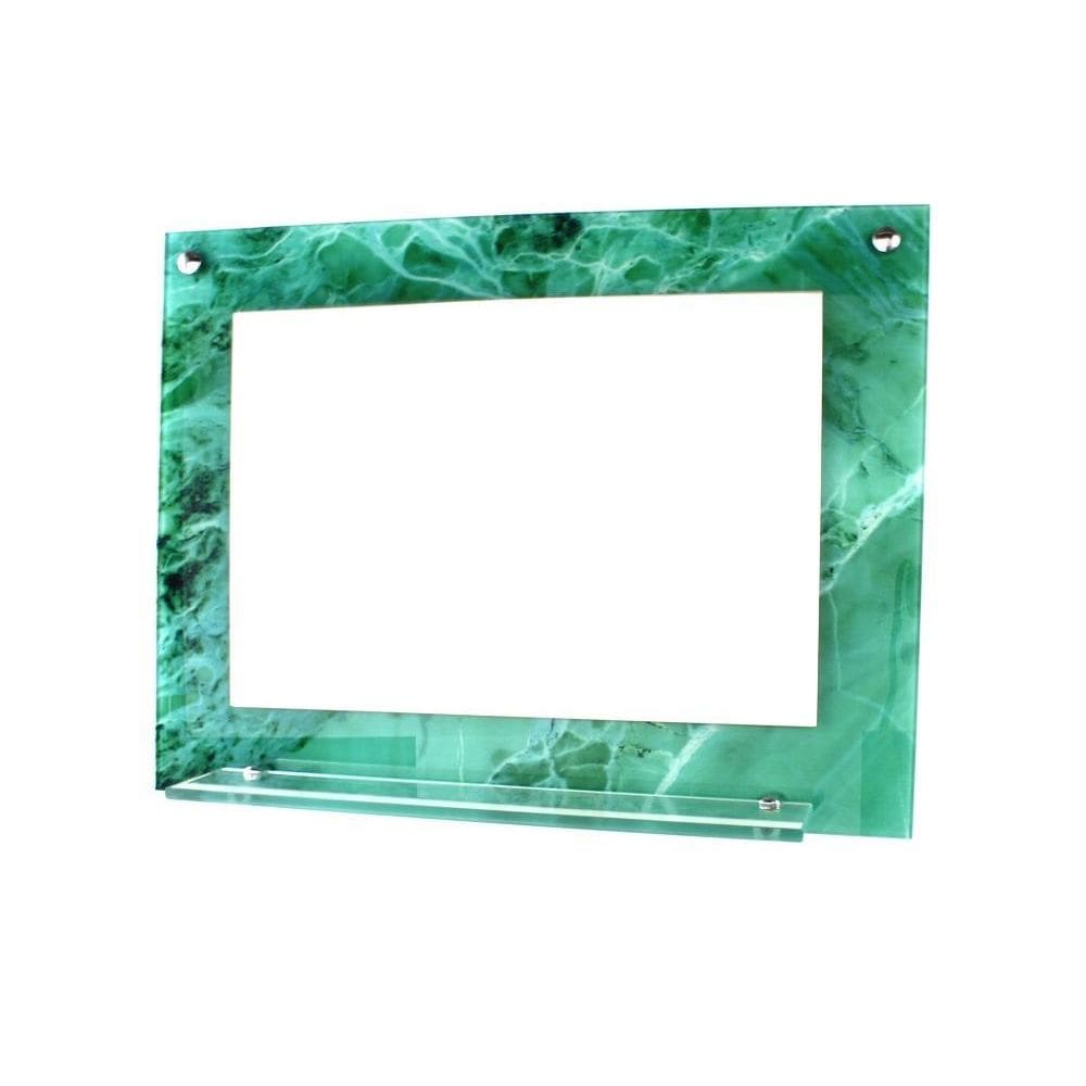 Espelho Banheiro Com Prateleira 60Cm X 45Cm Mármore Verde