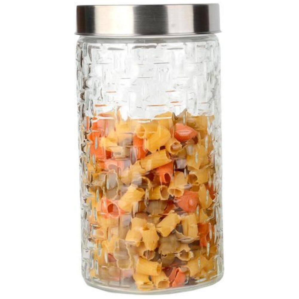 Conjunto 3 Potes Vidro Rattan Tampa Inox 800/1200/1700Ml