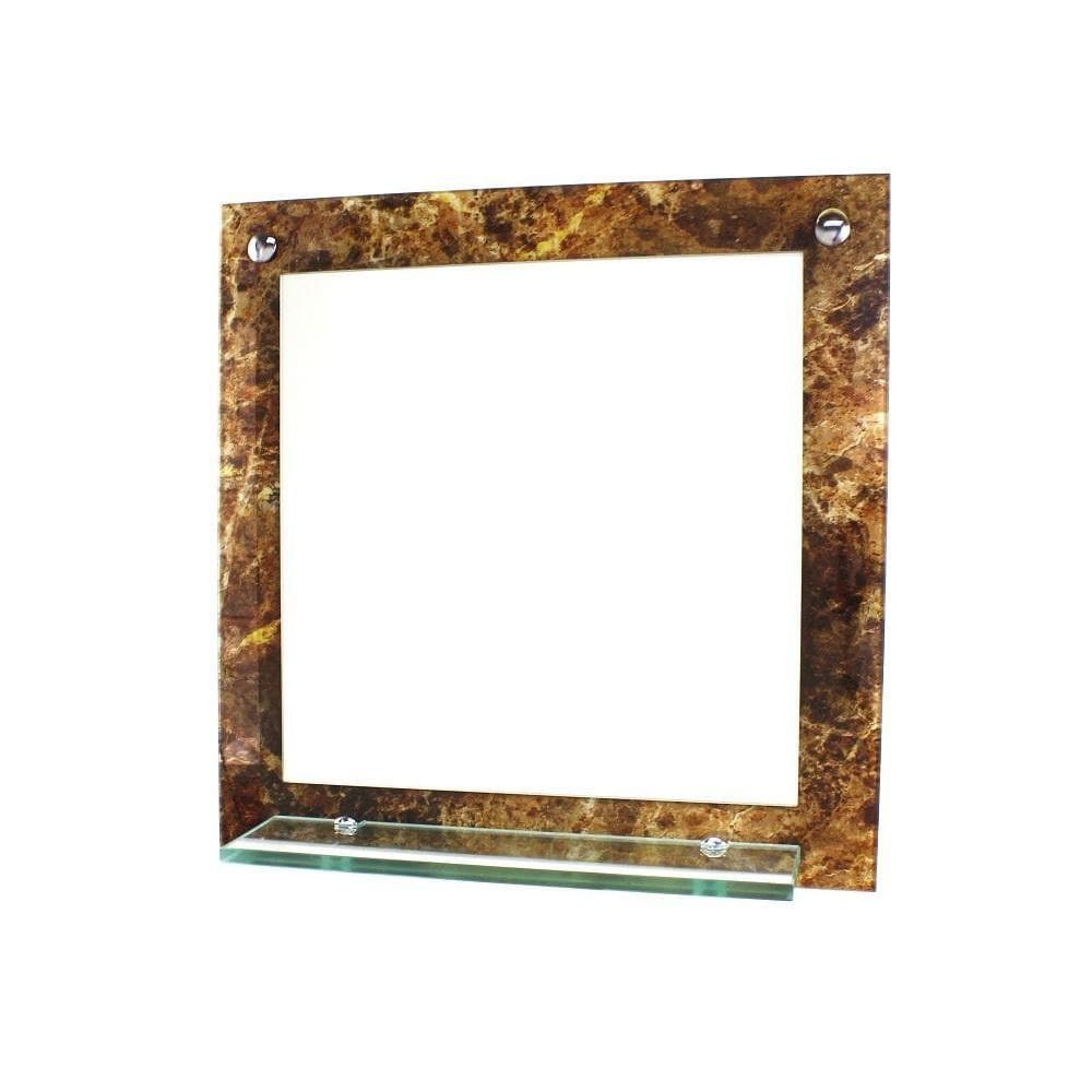 Espelho Banheiro Prateleira 40Cm X 40Cm Mármore Imperador