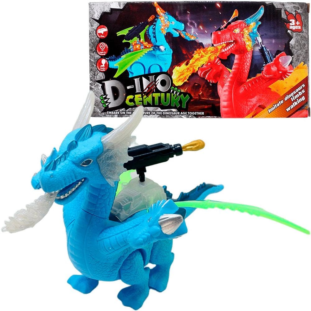 Brinquedo Dragão Dinossauro 3 Cabeças Com Som Luz Movimento