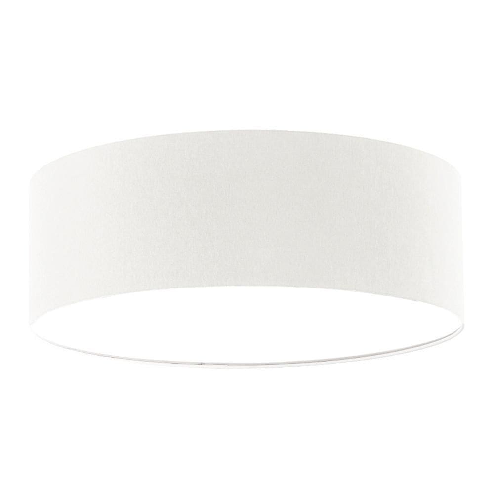 Luminária Plafon Redondo Cúpula Em Tecido Branco 40X15