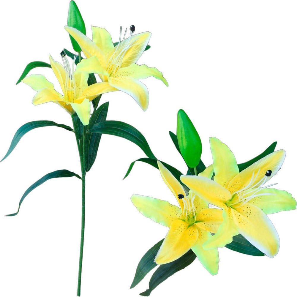 Kit 8 Plantas Artificiais Enfeite Lírio Amarelo Jardim 73cm