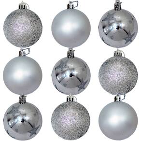Kit 9 Bolas De Natal Árvore Natal Enfeite Glitter Prata 60mm