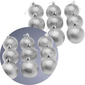 Kit 36 Bolas Natal Prata Enfeite Natalino Árvore Natal 60mm
