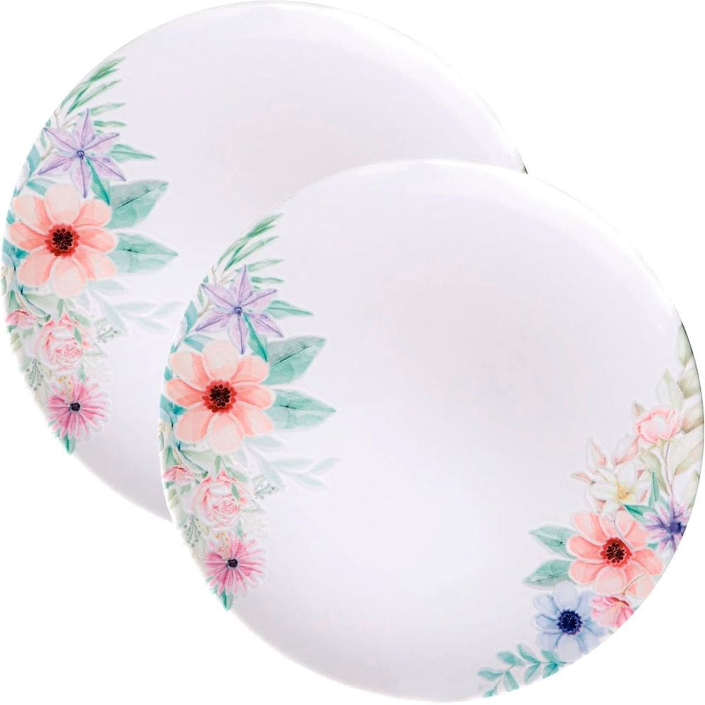 Kit Jogo De Prato Raso Jantar 10Pçs 10 Pessoas Floratta 28cm