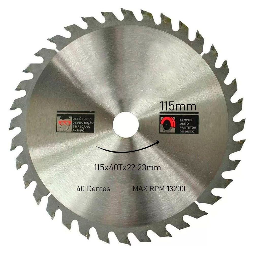 Kit 12 Discos De Serra Circular Com 40 Dentes 4-1/2" 115mm Para Madeira