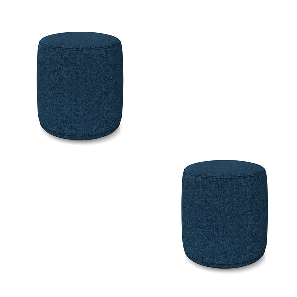 Puff Redondo Orgânico para Sala kit 2 Malu Bouclê M11 - D`Rossi