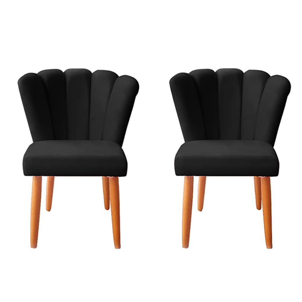 Kit 2 Cadeiras Poltrona Sala de Jantar Penteadeira Reforçada Decorativa Pétala Suede