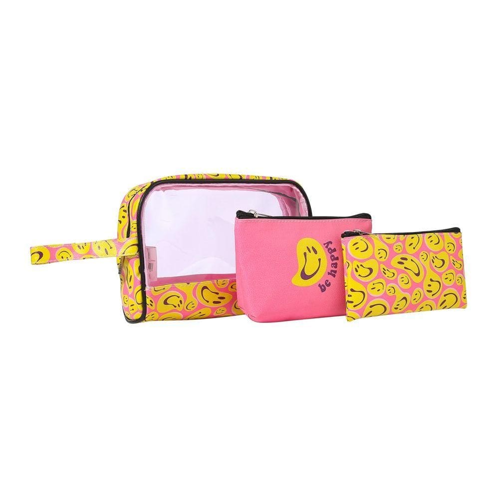 Kit Necessaire 03 Peças Rosa e Amarela - Seanite